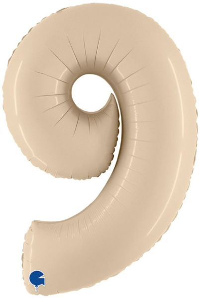Folienballon - Zahl 9: Creme - ø 102cm